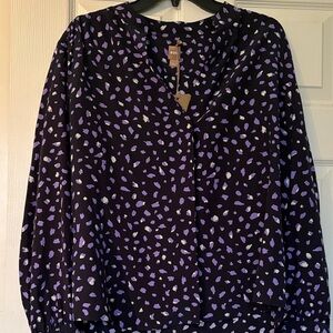 Hugo Boss Black and Purple Patterned Blouse
